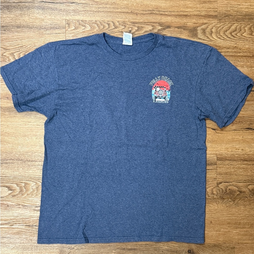 Folly Beach South Carolina Blue Short Sleeve Shirt